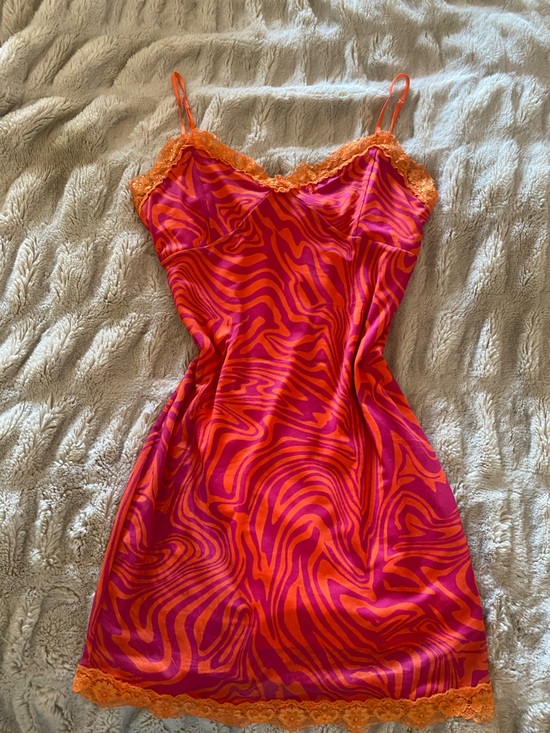Dolls Kill Dresses & Skirts - Dolls Kill Pink & Orange Zebra Slip Dress